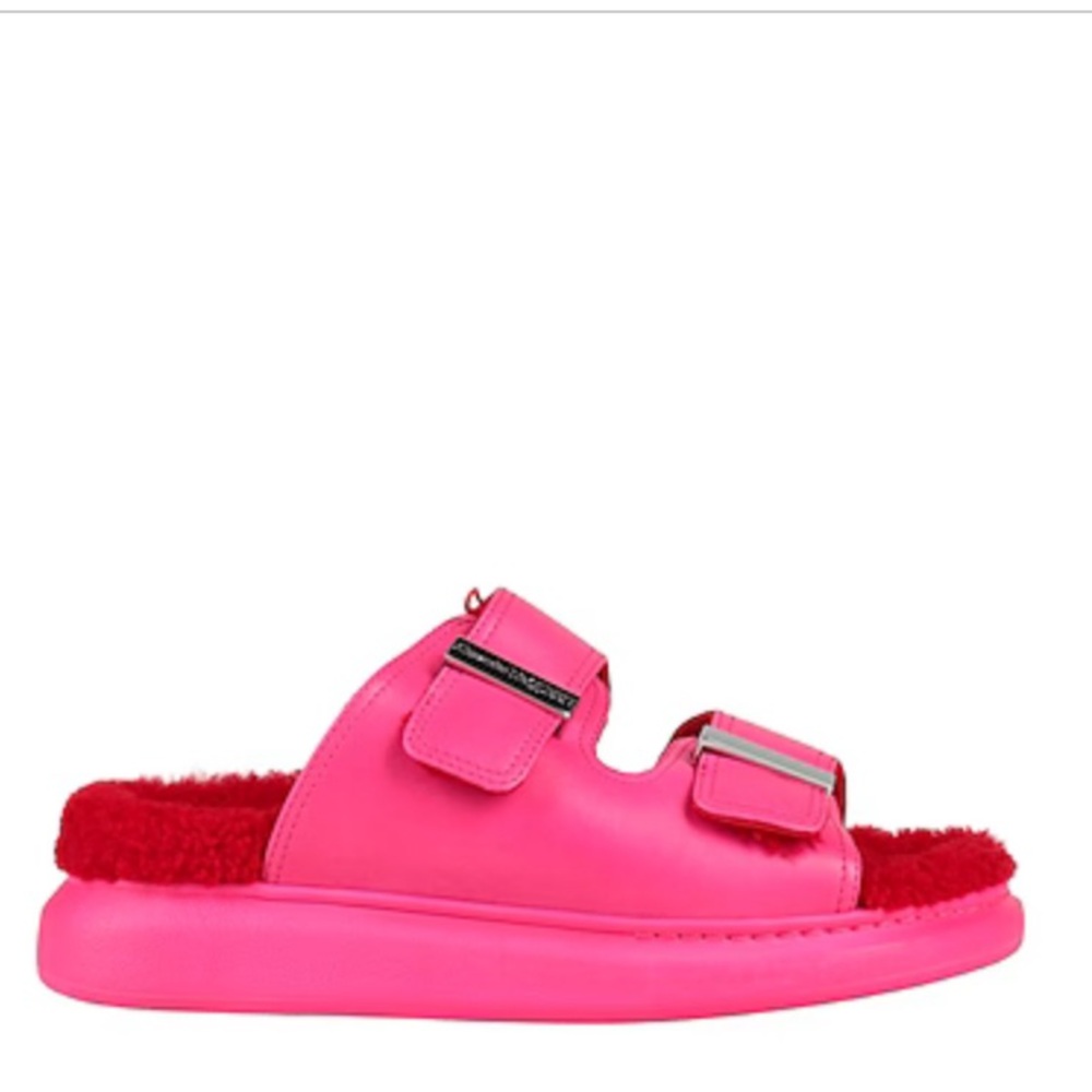 Alexander McQueen Oversize Hybrid Genuine Shearling Slide Sandal